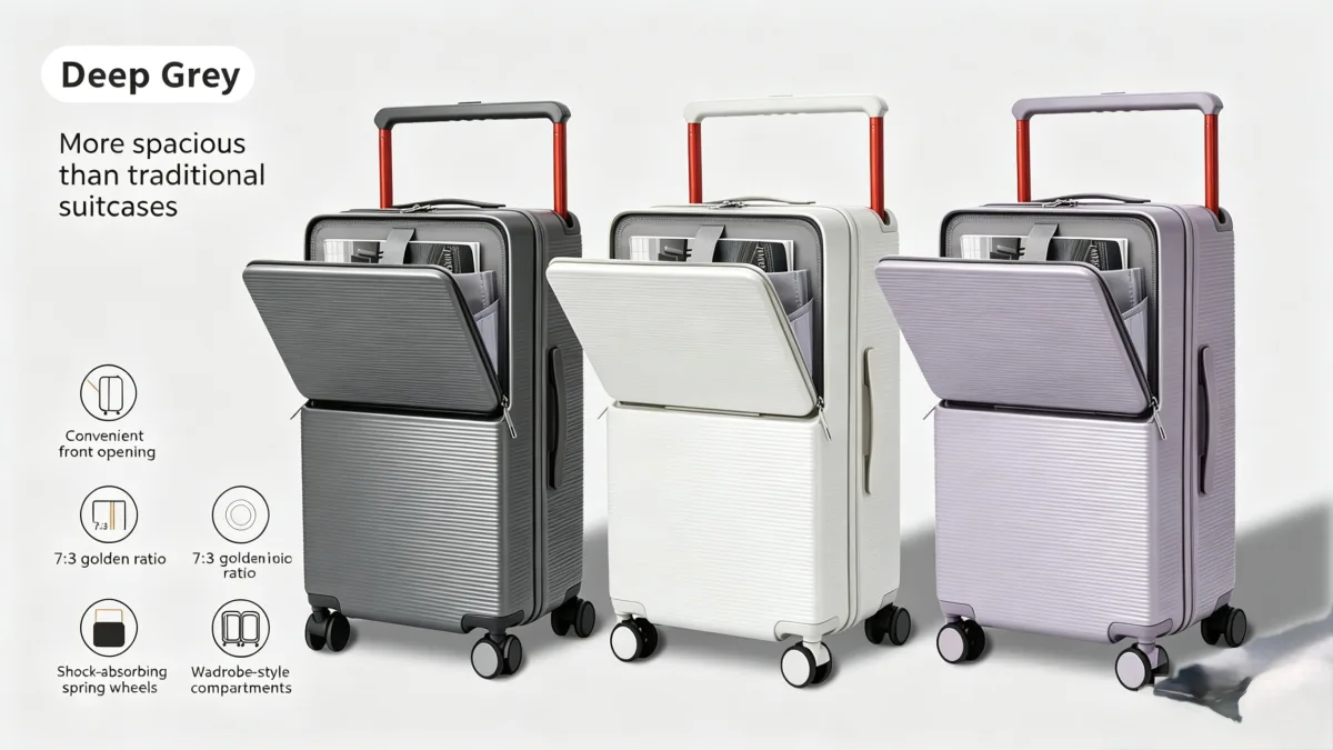 Front-Opening Suitcase with Pull Rod, Large Capacity