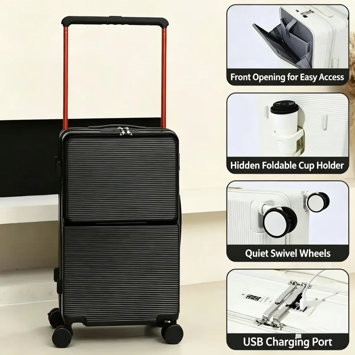 Front-Opening Suitcase with Pull Rod, Large Capacity — Gallery image 6